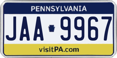 PA license plate JAA9967