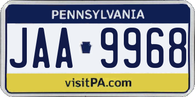 PA license plate JAA9968