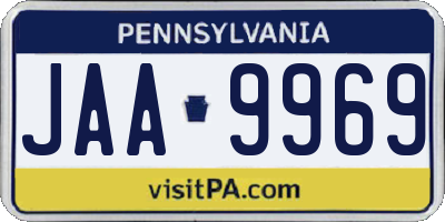 PA license plate JAA9969