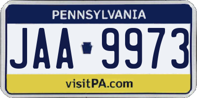 PA license plate JAA9973