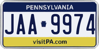 PA license plate JAA9974