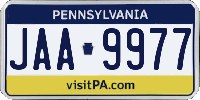 PA license plate JAA9977