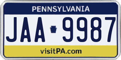 PA license plate JAA9987