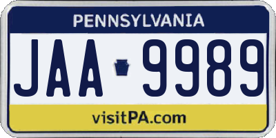 PA license plate JAA9989