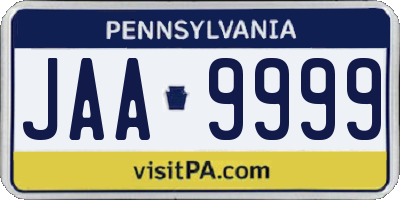 PA license plate JAA9999