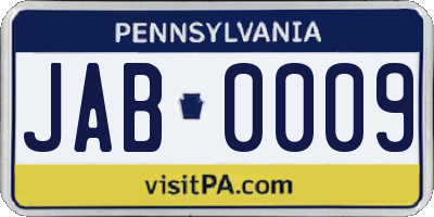 PA license plate JAB0009