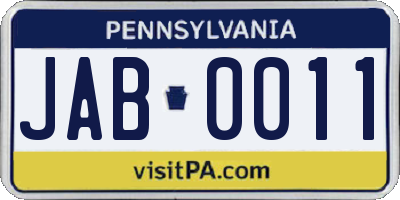 PA license plate JAB0011