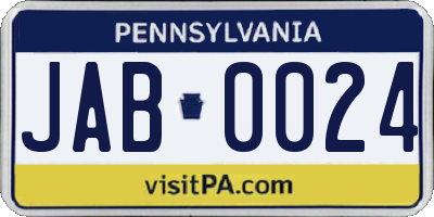 PA license plate JAB0024