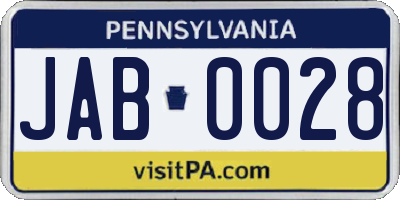 PA license plate JAB0028