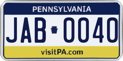 PA license plate JAB0040