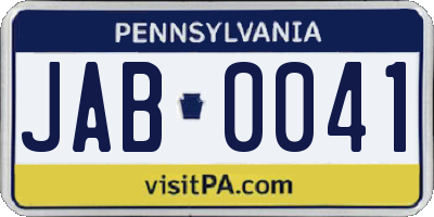 PA license plate JAB0041