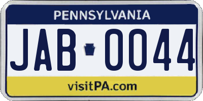 PA license plate JAB0044