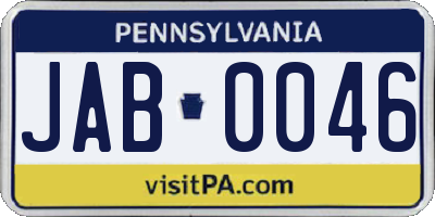 PA license plate JAB0046