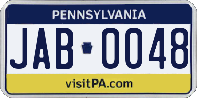 PA license plate JAB0048