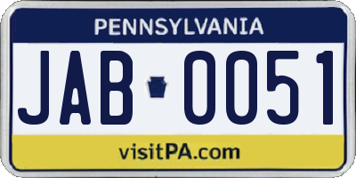 PA license plate JAB0051