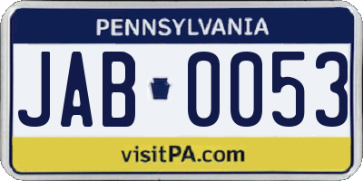 PA license plate JAB0053