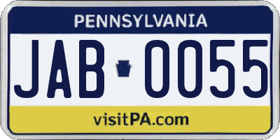 PA license plate JAB0055