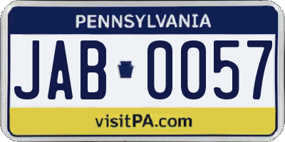 PA license plate JAB0057