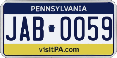 PA license plate JAB0059