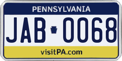 PA license plate JAB0068