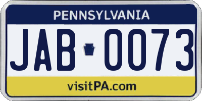 PA license plate JAB0073