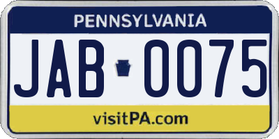 PA license plate JAB0075