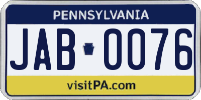 PA license plate JAB0076