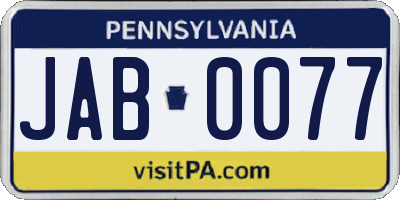 PA license plate JAB0077