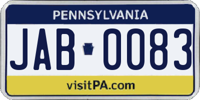 PA license plate JAB0083