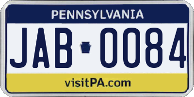 PA license plate JAB0084