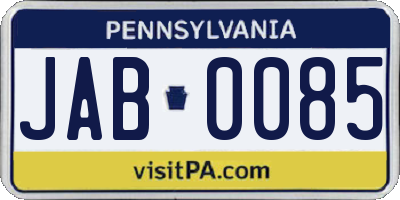 PA license plate JAB0085