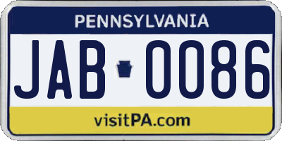 PA license plate JAB0086