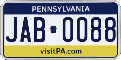 PA license plate JAB0088