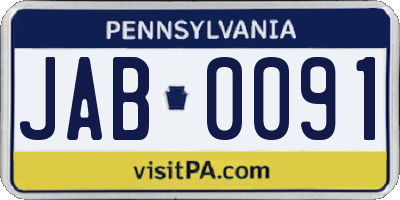 PA license plate JAB0091