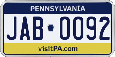 PA license plate JAB0092