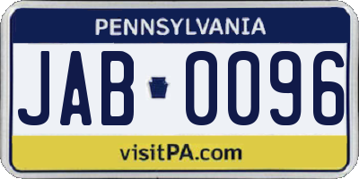 PA license plate JAB0096