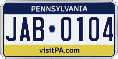 PA license plate JAB0104