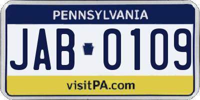 PA license plate JAB0109