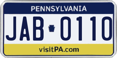 PA license plate JAB0110