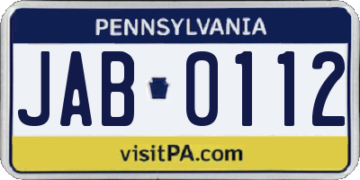 PA license plate JAB0112