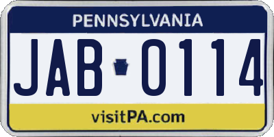 PA license plate JAB0114