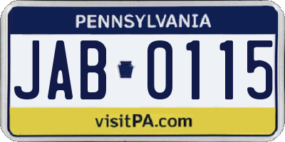 PA license plate JAB0115
