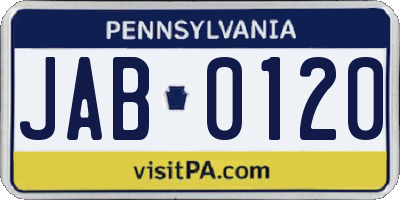 PA license plate JAB0120