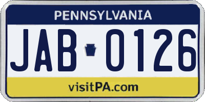 PA license plate JAB0126