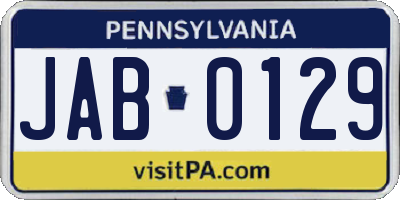 PA license plate JAB0129
