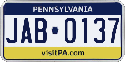 PA license plate JAB0137