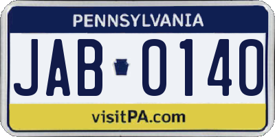 PA license plate JAB0140