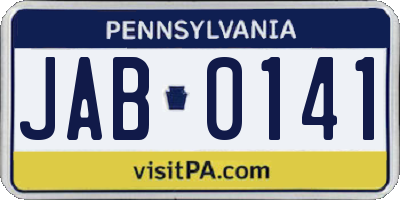 PA license plate JAB0141