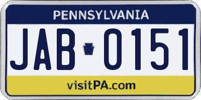 PA license plate JAB0151