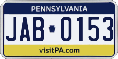 PA license plate JAB0153